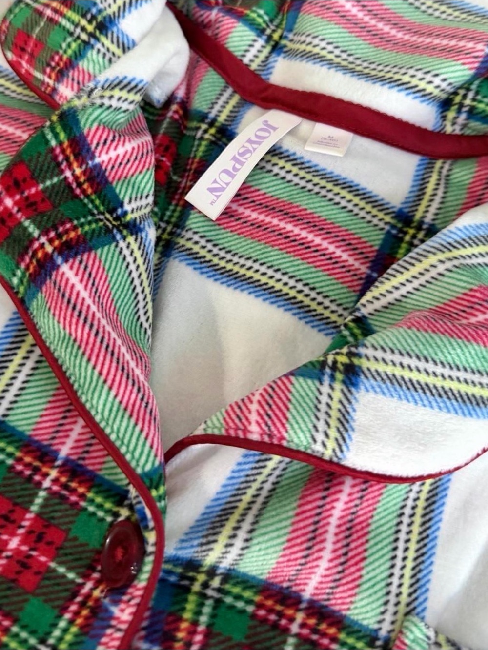 Womens long sleeve plaid flannel button down shirt, size M soft lounge, cozy
